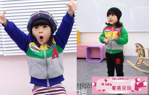 2011秋冬新款童装外套韩版加绒大卫衣童装外套儿童休闲外套