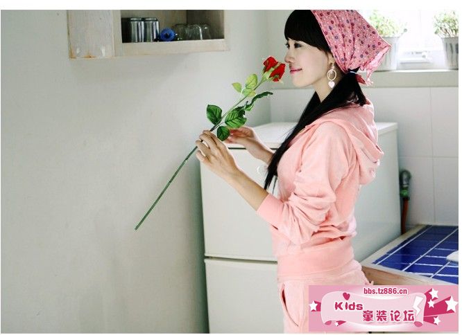 18669 甜美可爱韩版迷人运动 套装（加厚） 粉红色 (1).jpg