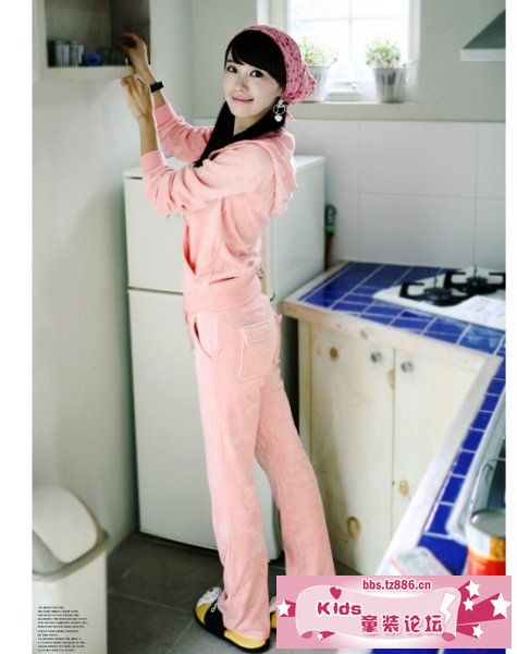 18669 甜美可爱韩版迷人运动 套装（加厚） 粉红色.jpg