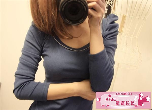 3807 韩版泡泡袖修身圆领个性长款打底衫T恤 蓝色 (1).jpg