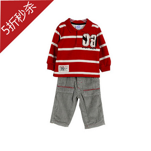 男童装婴幼儿套装 宝宝抓绒外套+双层全棉长裤 T175